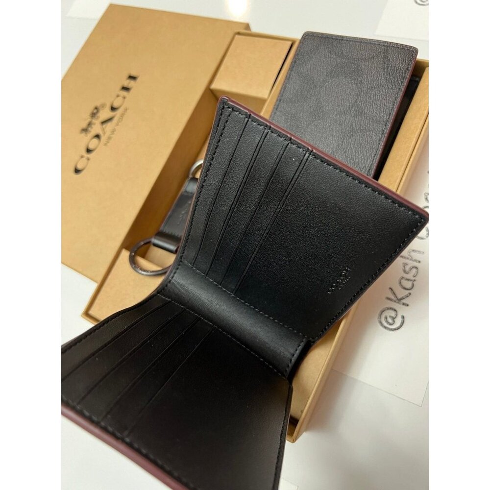Coach Mens Wallet Set 3 In 1 Boxed Gift Set In Signature Canvas - Picture 3 of 9